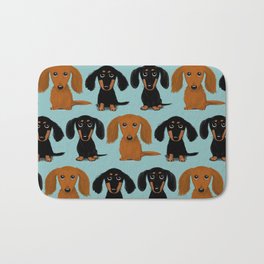Three Dachshunds Bath Mat | Drawing, Cartoondogs, Funnydogs, Animal, Reddachshund, Dachsie, Longhaired, Weinerdog, Pets, Canine 