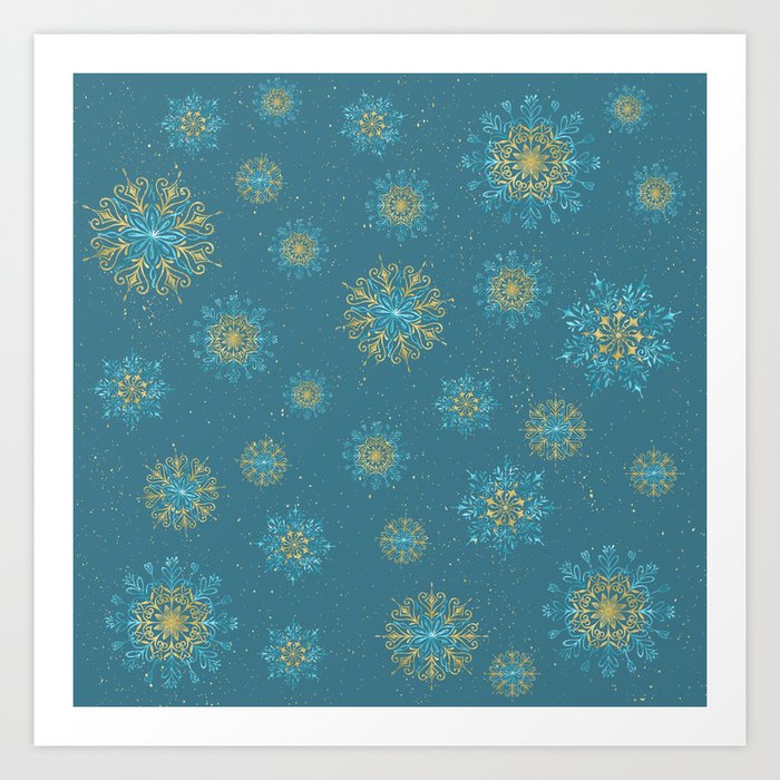 Festive Snowflakes Art Print