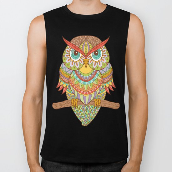 Hand drawn owl Biker Tank