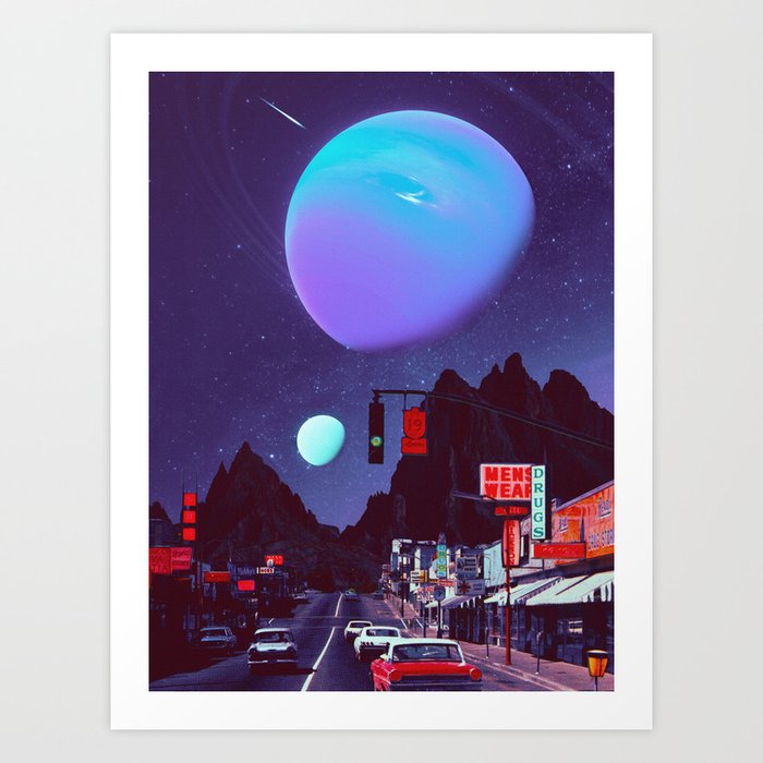 Night Out - Space Collage, Retro Futurism, Sci-Fi Art Print