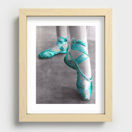 Ballet Shoe Blue Recessed Framed Print