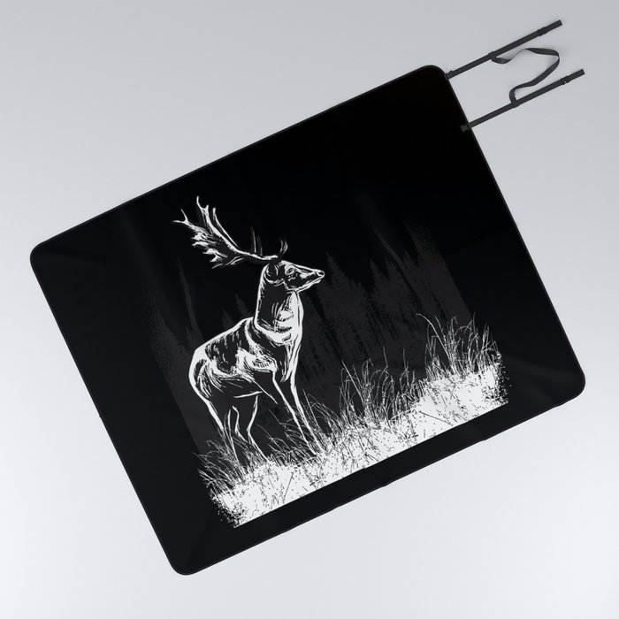 Vintage Deer Illustration Picnic Blanket