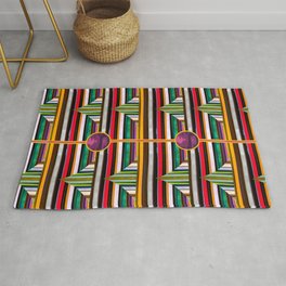Colorful Striped Shapes Combination Pattern Area & Throw Rug