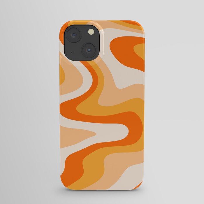 Liquid Swirl Retro Abstract Pattern contemporary in Tangerine orange iPhone Case
