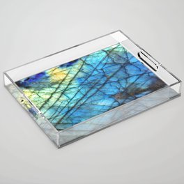 Royal Labradorite Crystal Agate Gemstone Print Acrylic Tray