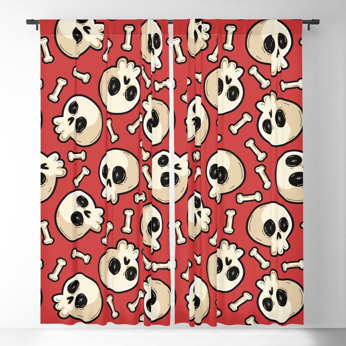 Skulls Retro Repeating Pattern  Blackout Curtain