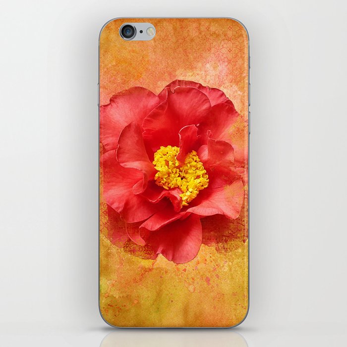Textured Camellia Print iPhone Skin