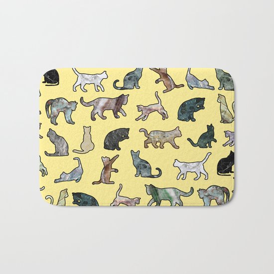 Cats shaped Marble - Sun Yellow Bath Mat