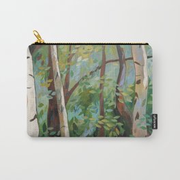 Discover Peace Carry-All Pouch | Acrylic, Impressionism, Nature, Painting, Lakewallenpaupack, Birches, Poconos, Aspens 
