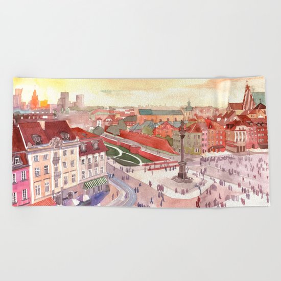Evening in Warsaw Beach Towel