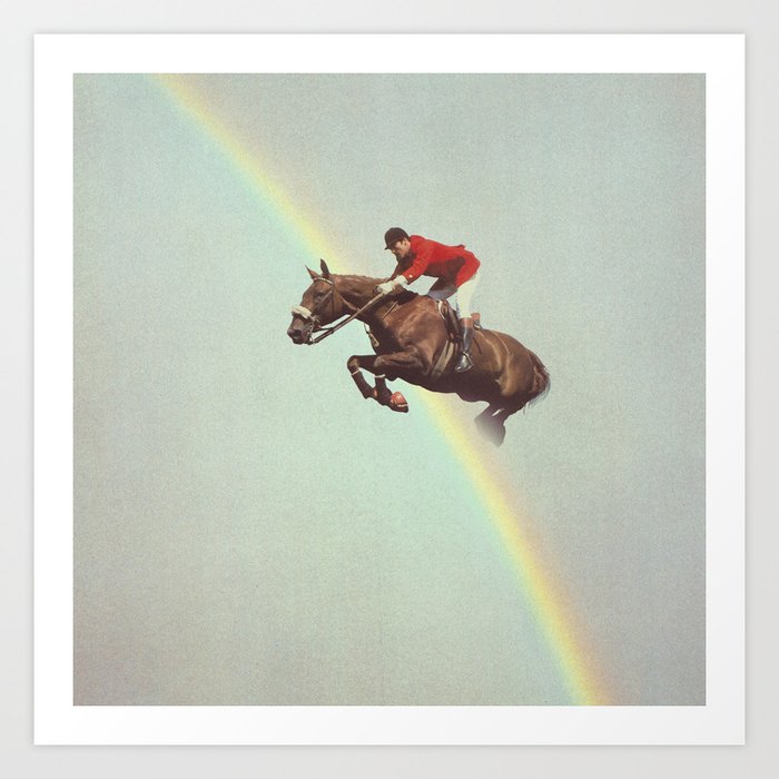 Horse over rainbow Art Print