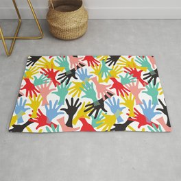 HIGH FIVE Retro Graphic Hands Abstract Handshake Fingers Area & Throw Rug