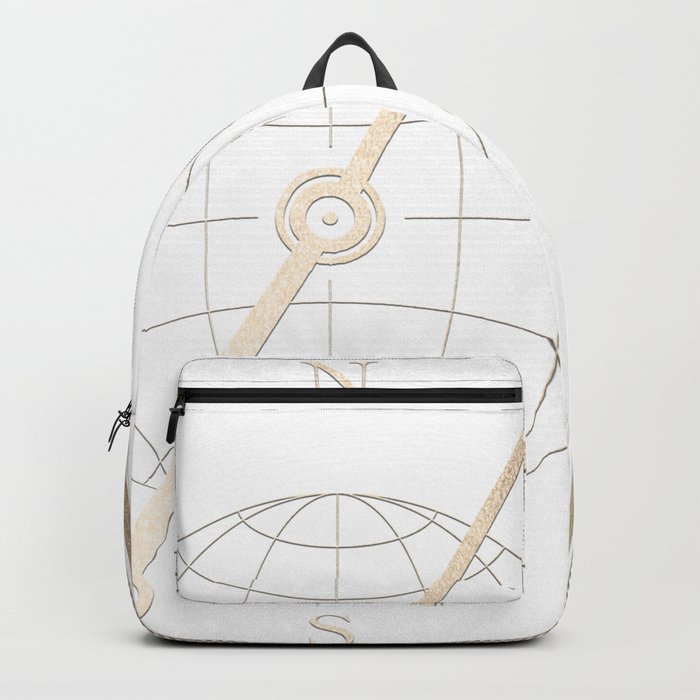 Gold Compass on White Backpack