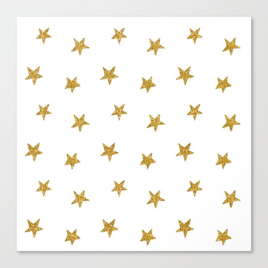 Merry christmas-Stars shining brightly-Gold glitter pattern Canvas Print