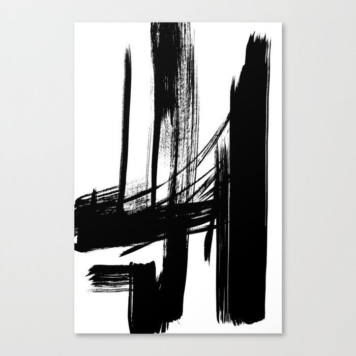 Black Abstract Brush Strokes nr 7 Canvas Print
