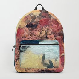 Blue Red And White Wave Abstraction Backpack
