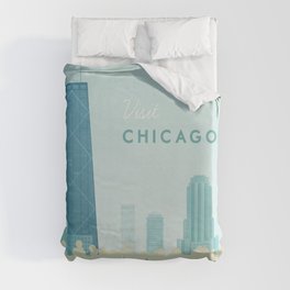  Vintage Chicago Travel Poster Duvet Cover
