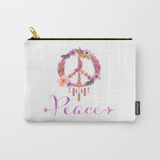 Peace Symbol Flower Power 70s Art Carry-All Pouch