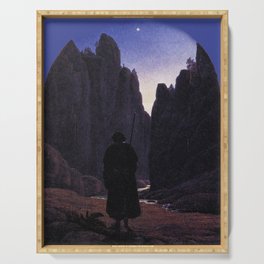   Pilgrim in a Rocky Valley - carl gustav carus Serving Tray