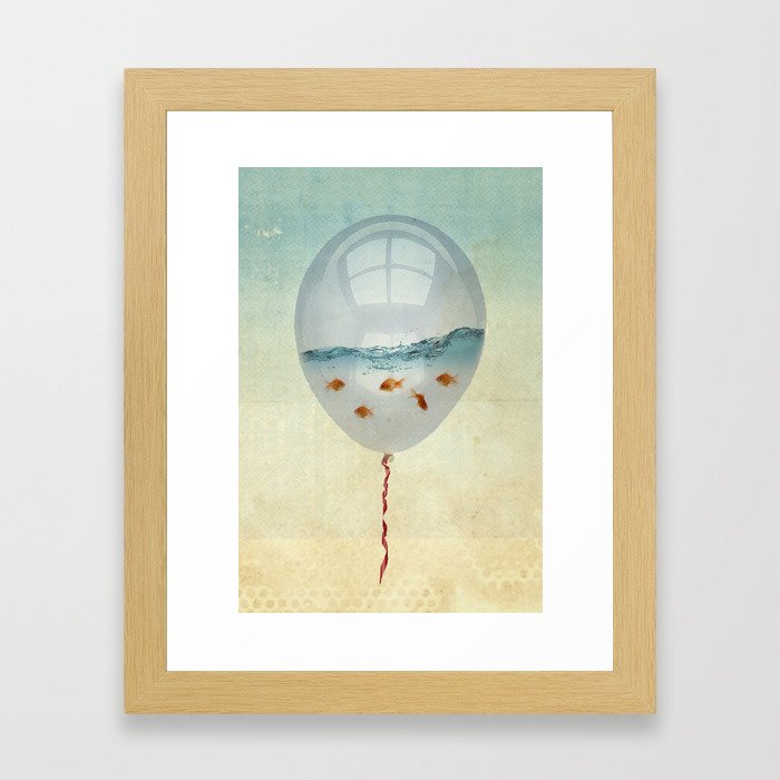 balloon fish o2, freedom in a bubble Framed Art Print