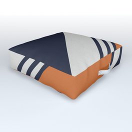 Retro Stripes in Blue Orange Outdoor Floor Cushion | Hipster, Geometric, Racingstripe, Abstract, Stripes, Pattern, Vintage, Graphicdesign, Wanderlust, Timeless 