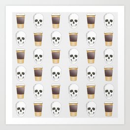 Coffee Skull Pattern Art Print