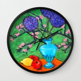 Allium on Orange Table Wall Clock