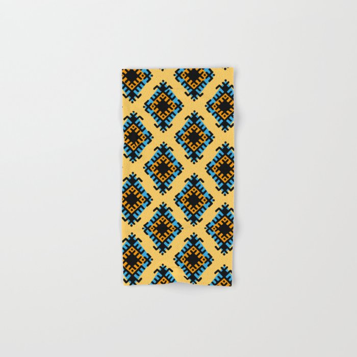 Aztec native geometric pattern tribal style tribal background bold colors mexican design Hand & Bath Towel