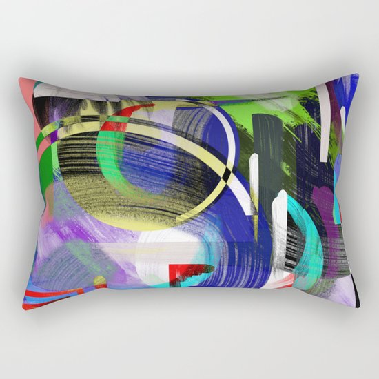 Try To Make Sense Of It All - Random, geometric, eclectic, abstract, colourful art Rectangular Pillow