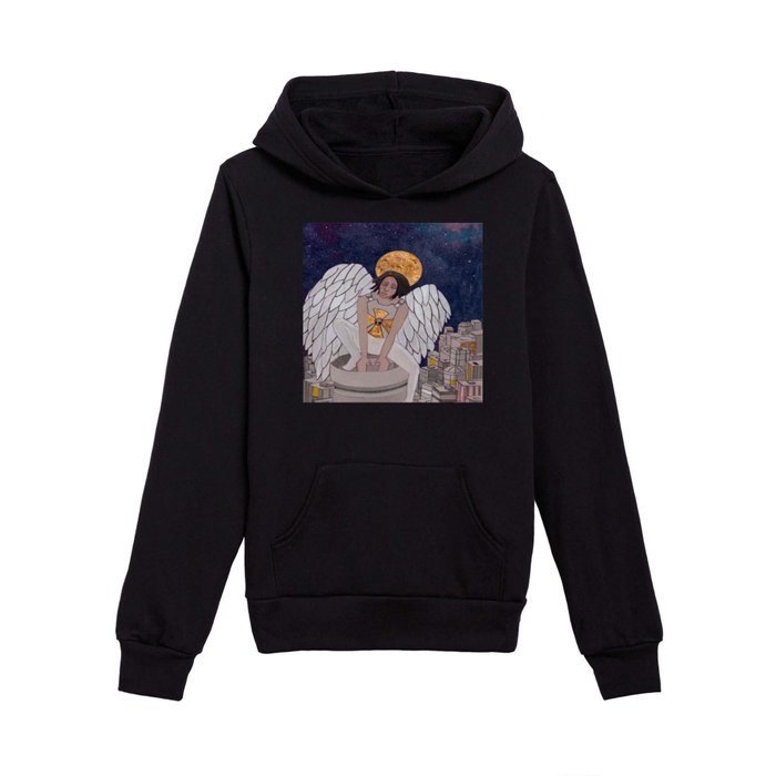 Angel on Guard Kids Pullover Hoodie