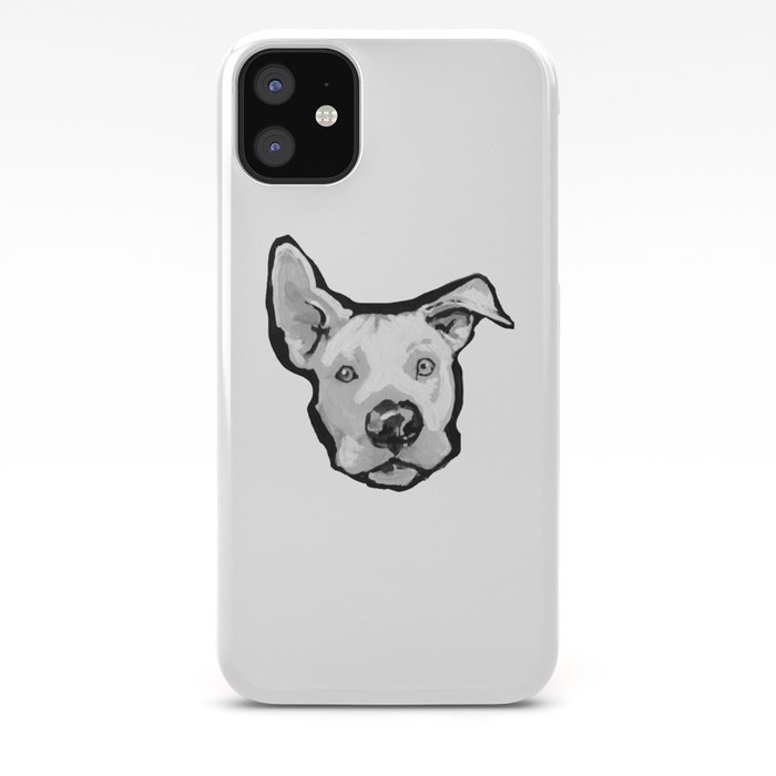 rescue me pit bull pitbull dog pop art black and white painting by lea iphone case by wilddogs