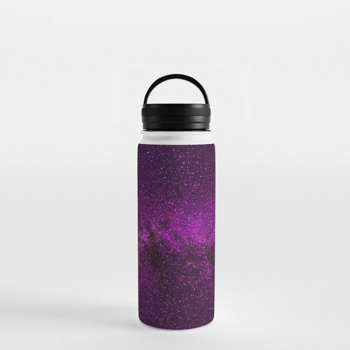 Elegant Stylish Violet Lilac Glitter Nebula Galaxy Water Bottle