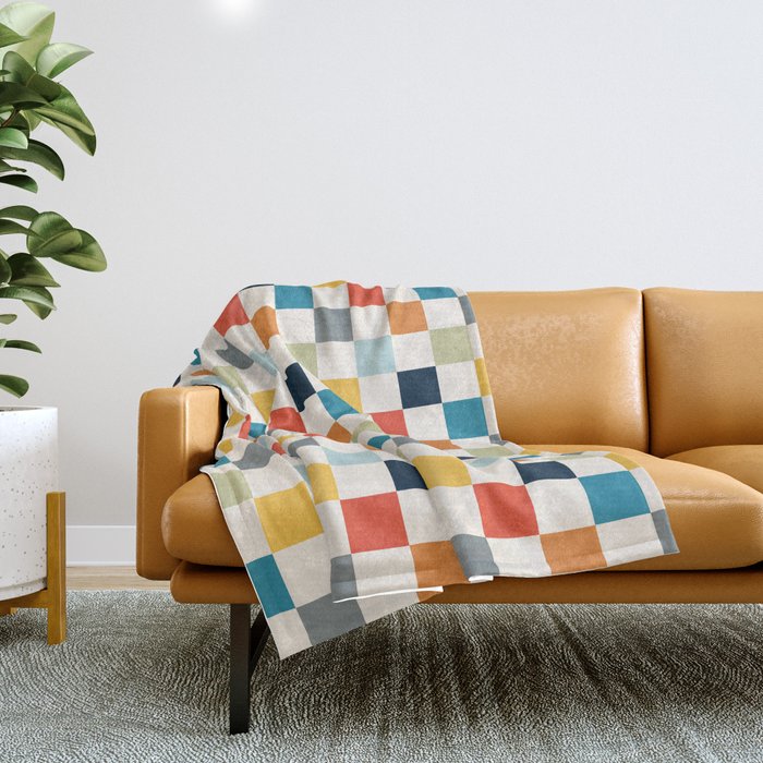 Checkerboard Checkered Checked Check Chessboard Pattern in Polychrome Multicolor Colors Throw Blanket