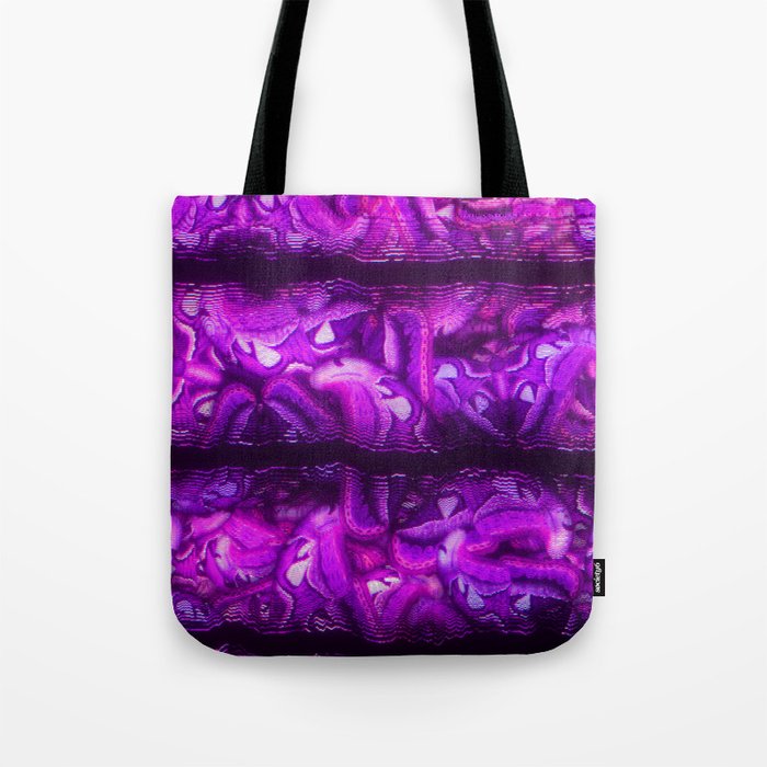 Purple Glitch Stripes Tote Bag