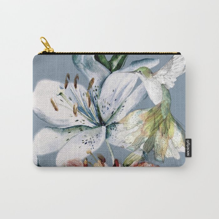 Hummingbird with Flowers Carry-All Pouch
