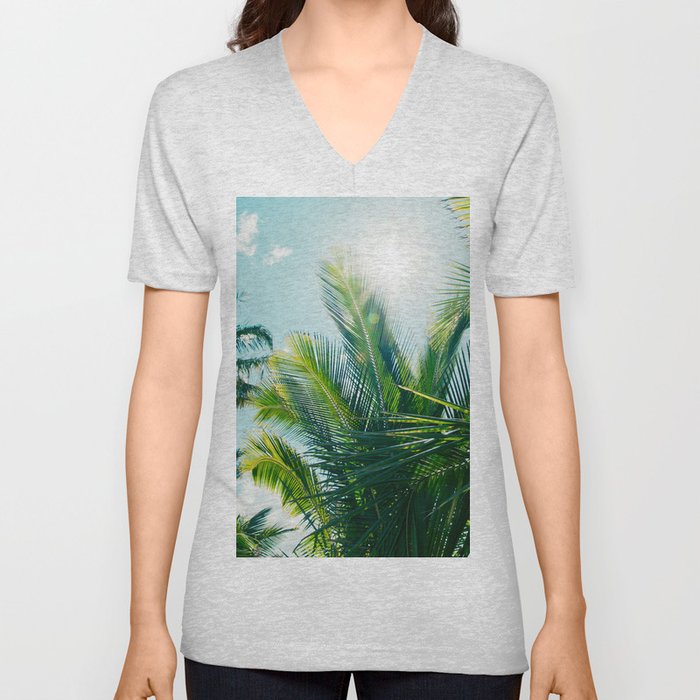 Beach Palms V Neck T Shirt