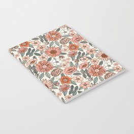70s flowers - 70s, retro, spring, floral, florals, floral pattern, retro flowers, boho, hippie, earthy, muted Notebook