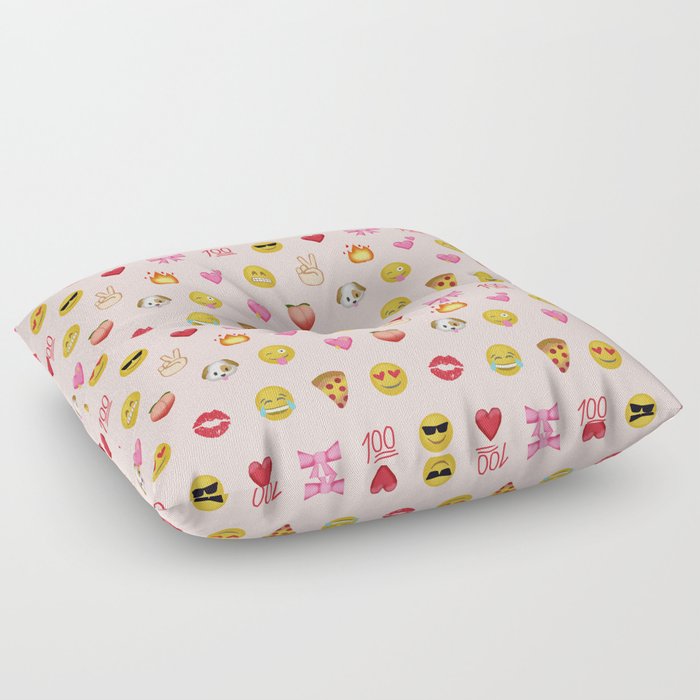 Emoji pattern pink background perfect kids room decor with emojis Floor Pillow