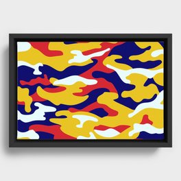 Camouflage Pattern 4 colours(Navy,Red,Yellow) Framed Canvas