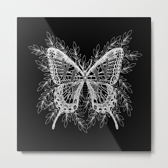 Black and White Butterfly Design Metal Print