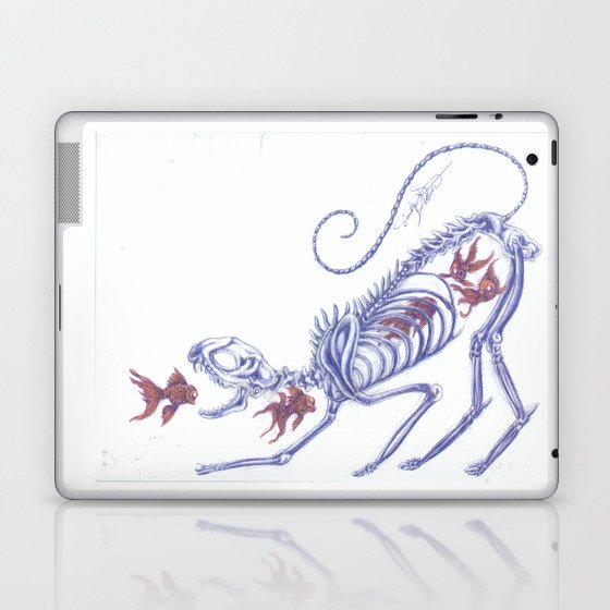 Skelekitty Fish Trap Laptop & iPad Skin by Emtron