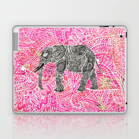Pink Safari | Tribal Paisley Elephant Henna Pattern Laptop & iPad Skin