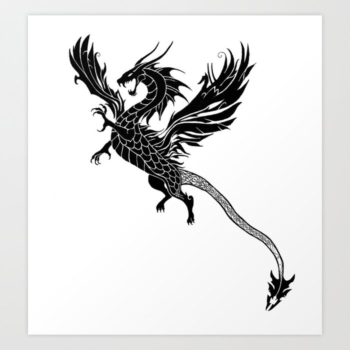 Tribal Dragon Tattoo Art Print By Arahana Society6