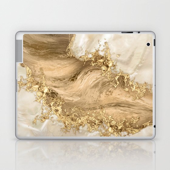 Gold and Pearl - Splatter and flow Laptop & iPad Skin