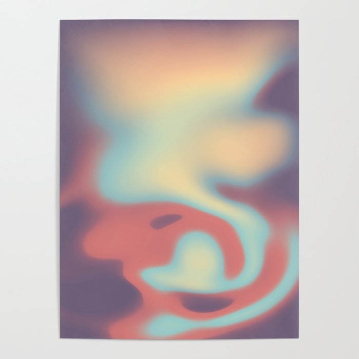 Melted Liquid Sunset Gradient Fluid Abstract Artwork Poster
