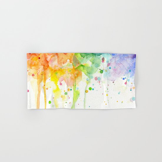 Rainbow Watercolor Pattern Texture Hand & Bath Towel