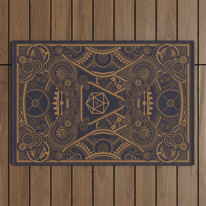 Steampunk Nat20 Critical Hit D20 Dice Tabletop RPG Gaming Outdoor Rug
