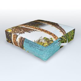Coconut Tree On Beach Outdoor Floor Cushion