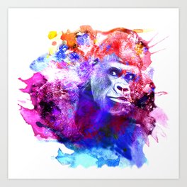Gorillas are some of the most powerful and striking animals Art Print | Painting, Pattern, Abstract, Animal 