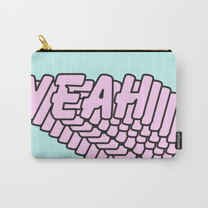 YEAH Typography Pink Blue Carry-All Pouch